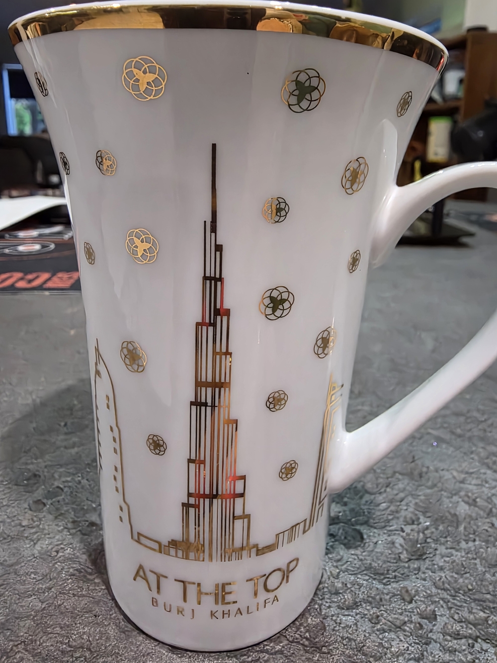 At The Top Burj Khalifa Gold Trim Porcelain Mug